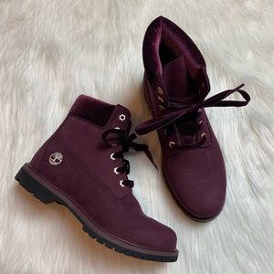 Timberland Velvet Accent Burgundy Waterproof Boots